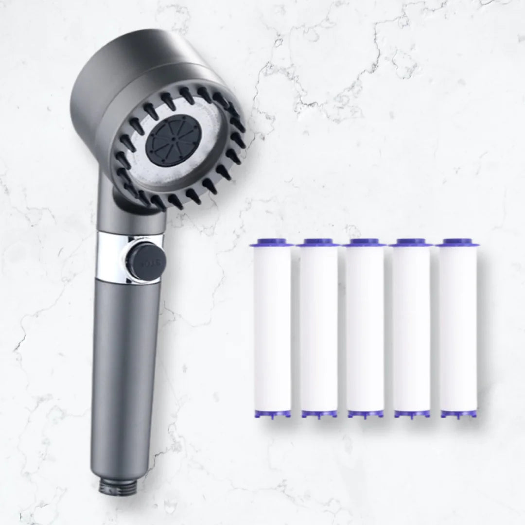 PureFlo 4-in-1 Massage Shower Head - High Pressure & Water Purification